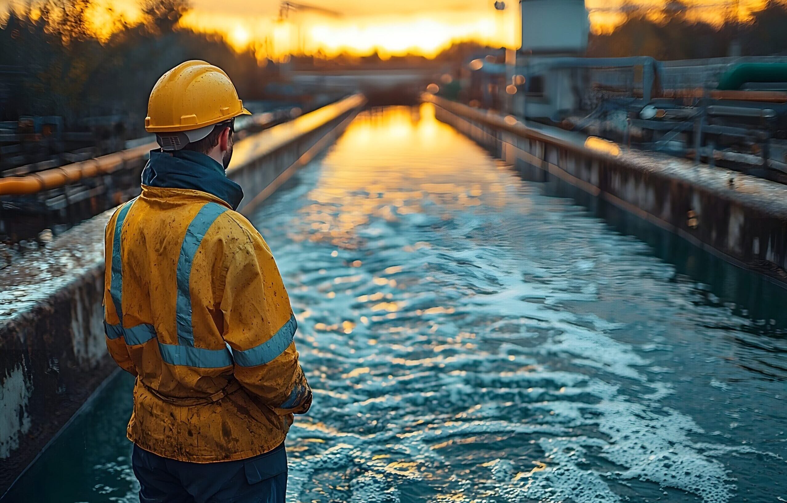 an image of a man at a wastewater treatment facility looking into the horizon - Swain Utility Group is moving forward with a new name
